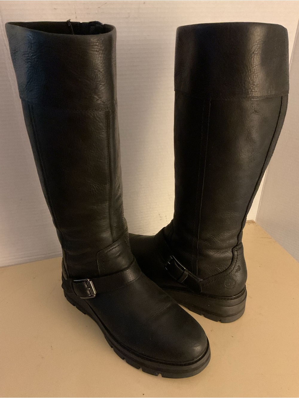 Timberland women Black Leather knee high waterproof boots US 10